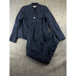 JENNIFER MOORE 100% LINEN LINED 2 PIECE JACKET PANT SET CAREER SUIT WOMENS 4P/6P